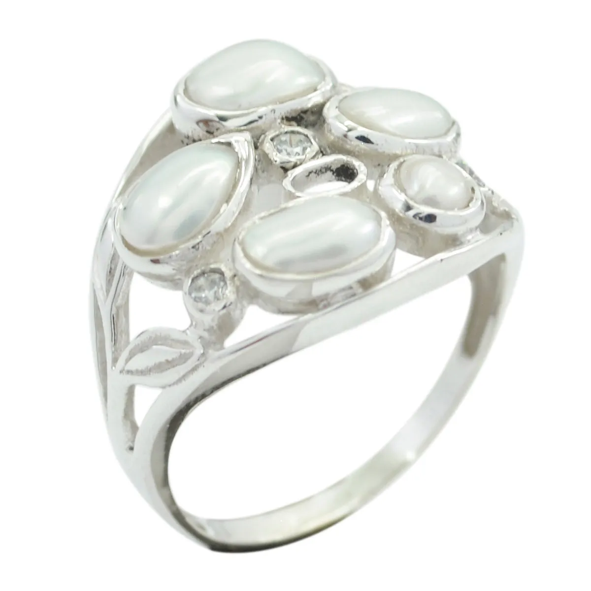 Riyo Elegant Gem Pearl Solid Silver Ring Design Your Own Jewelry