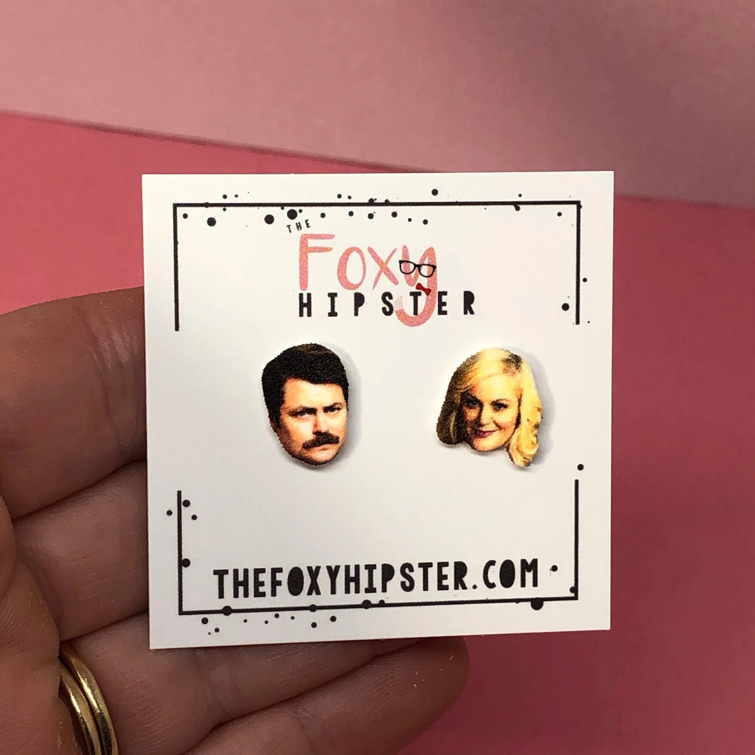 Ron Swanson and Leslie Knope Stud Earrings