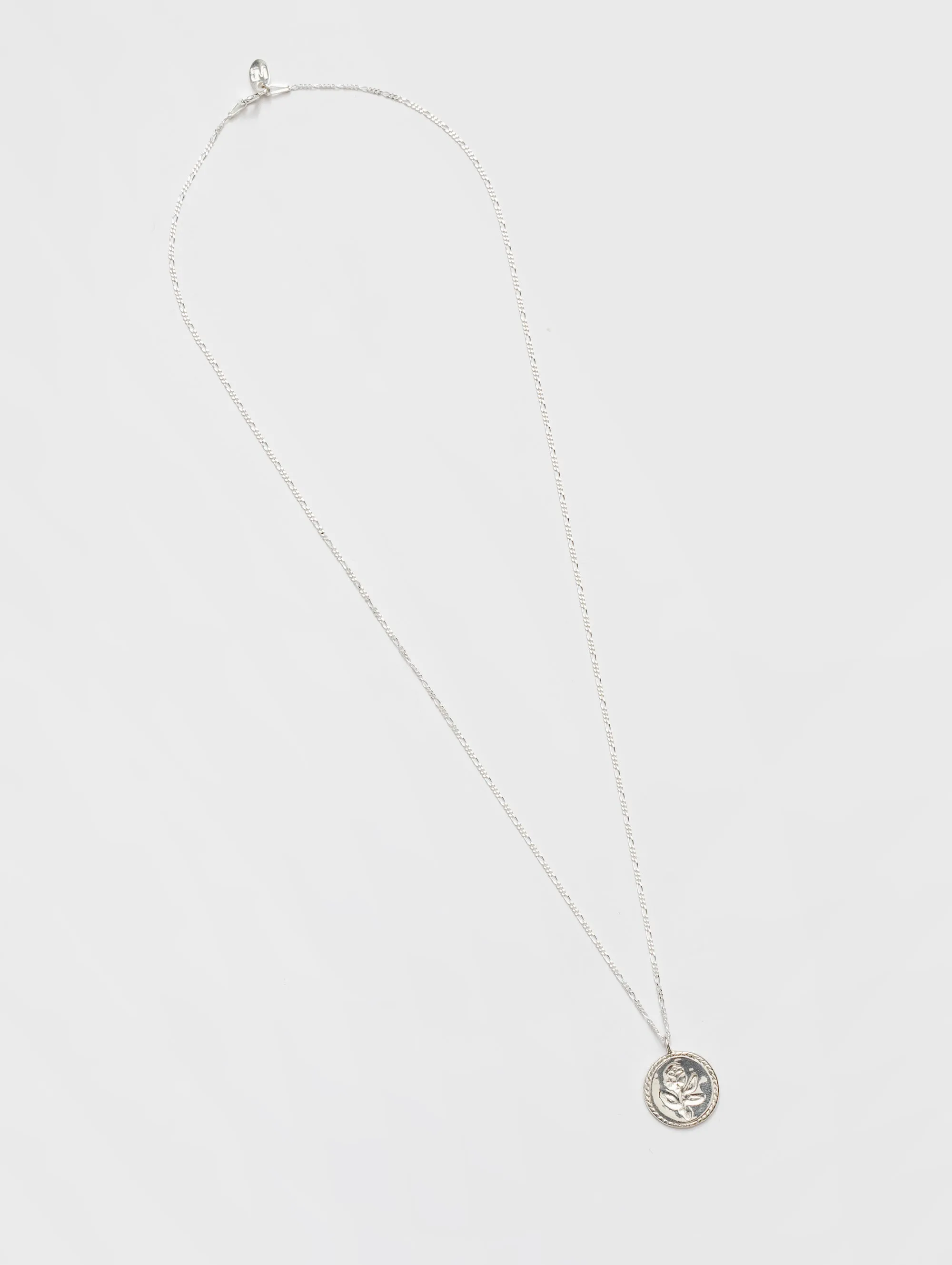 Rose Coin Necklace in Sterling Silver