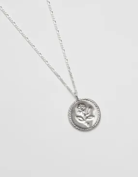 Rose Coin Necklace in Sterling Silver