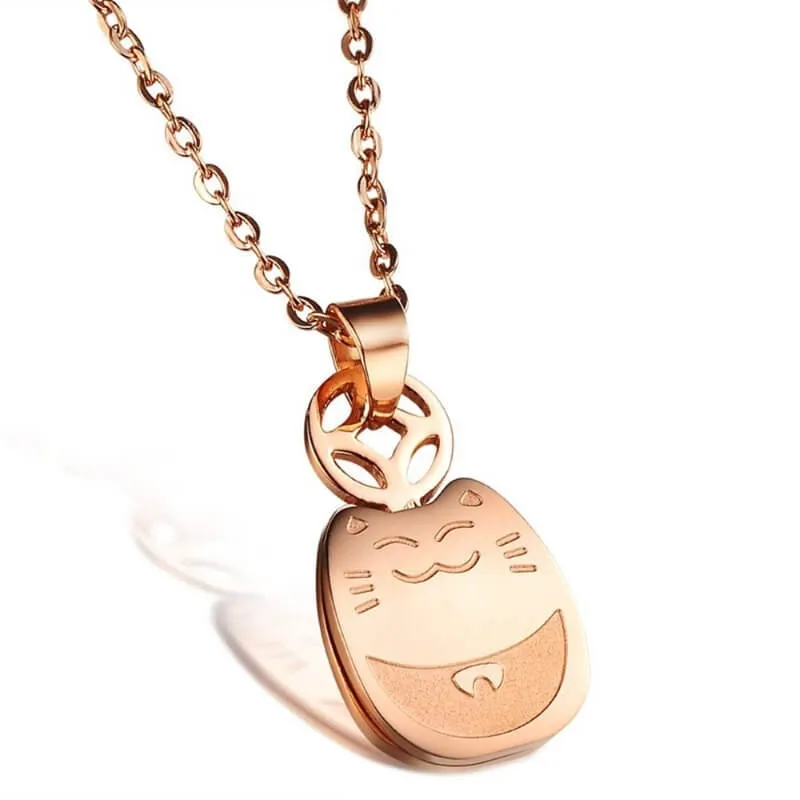 Rose Gold Comfy Cat Necklace (14K Gold Plated)