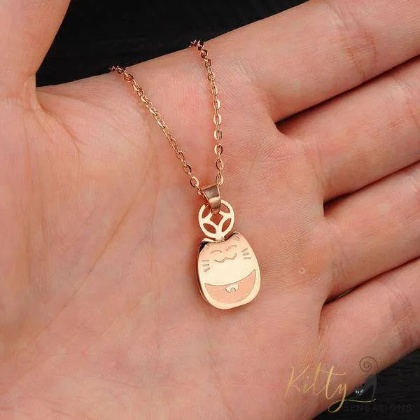 Rose Gold Comfy Cat Necklace (14K Gold Plated)