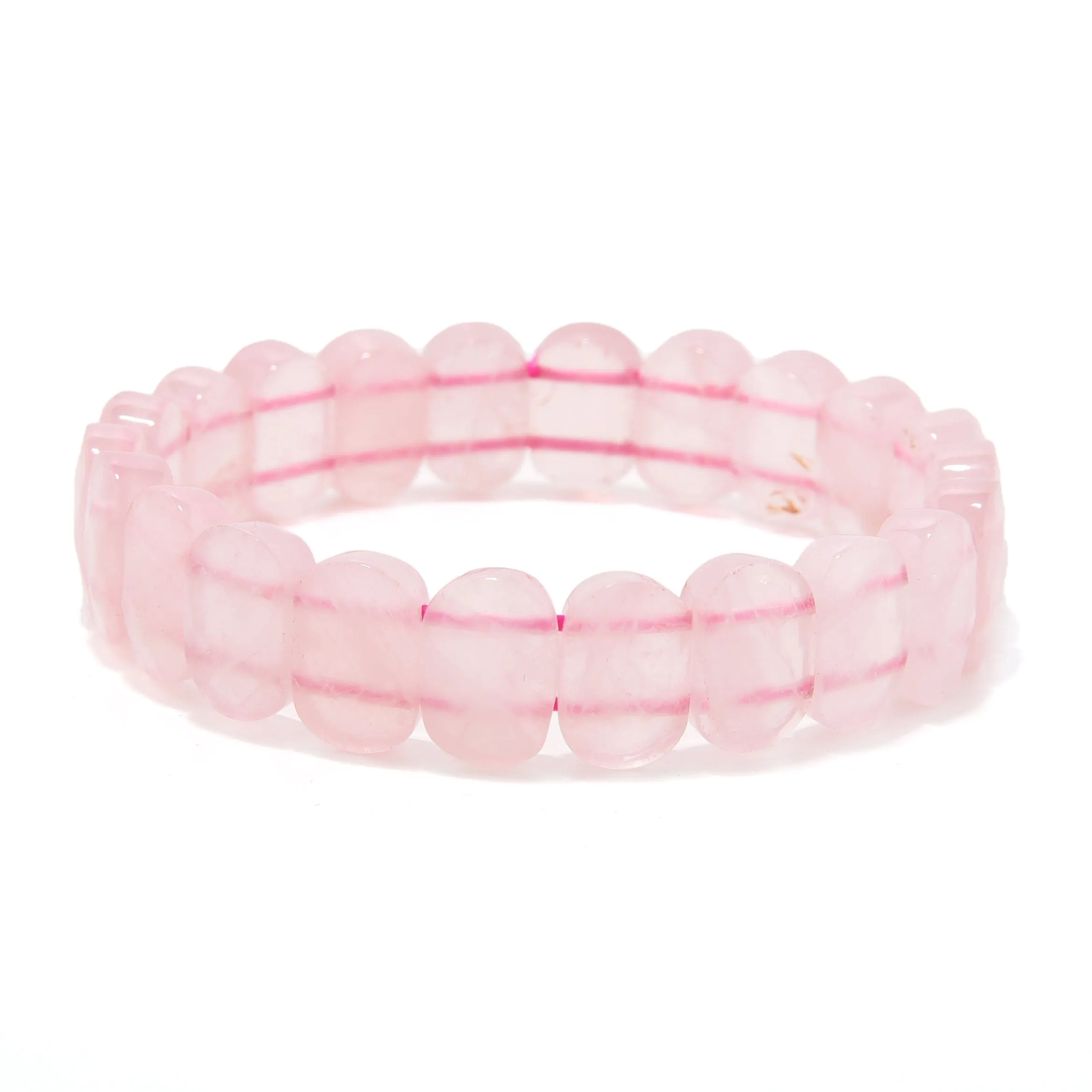 Rose Quartz 14mm Gemstone Bead Elastic Bracelet