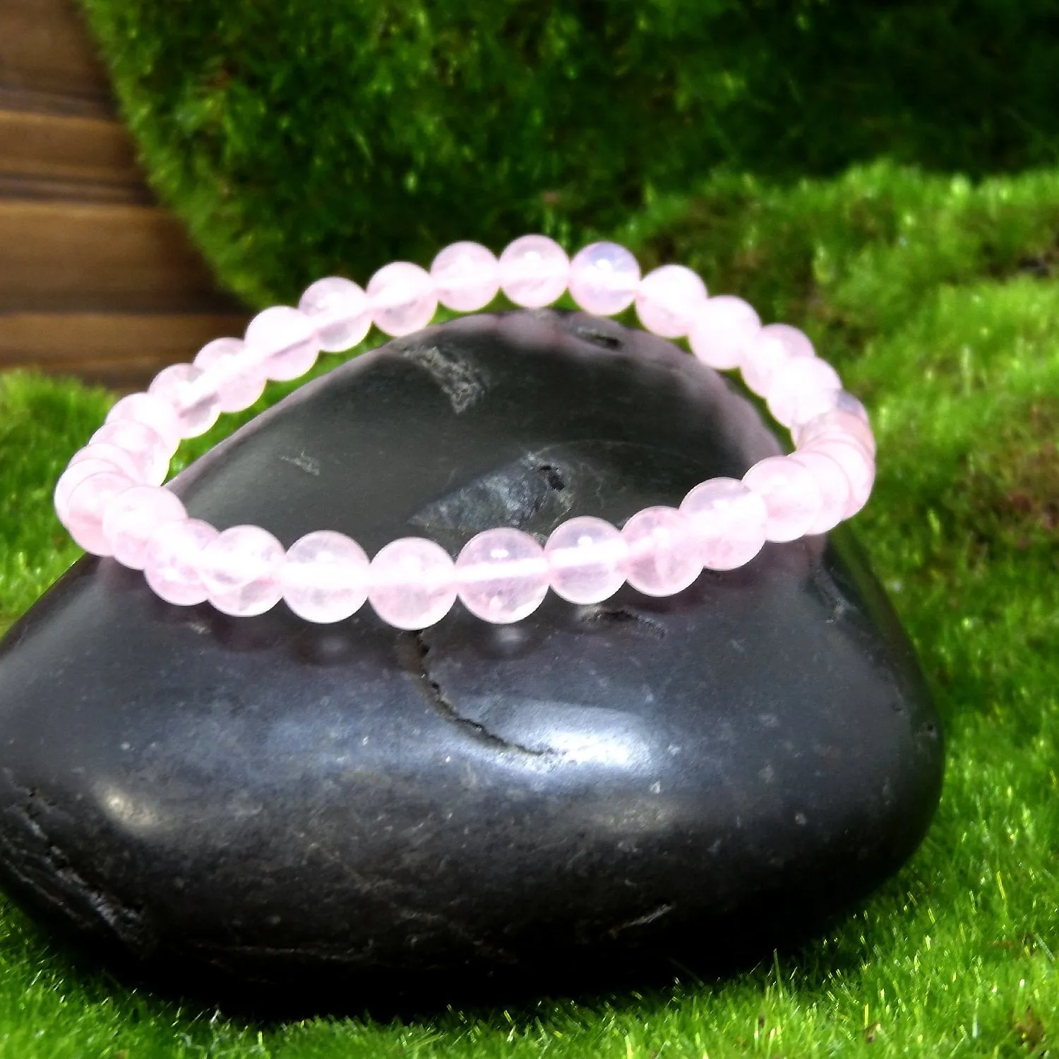 Rose Quartz Gemstone Healing Bracelet for Unconditional Love, 6mm Bead Bracelet