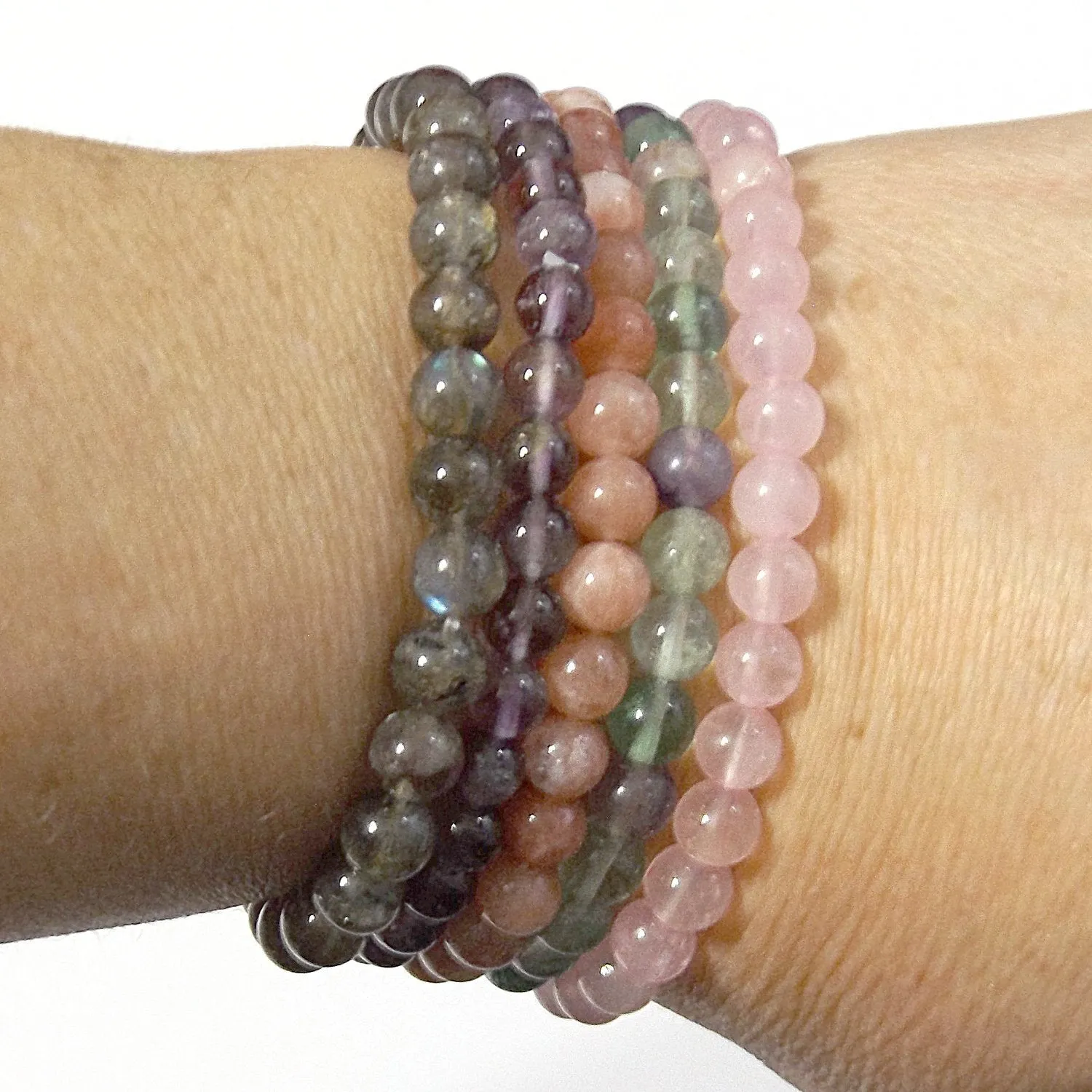 Rose Quartz Gemstone Healing Bracelet for Unconditional Love, 6mm Bead Bracelet