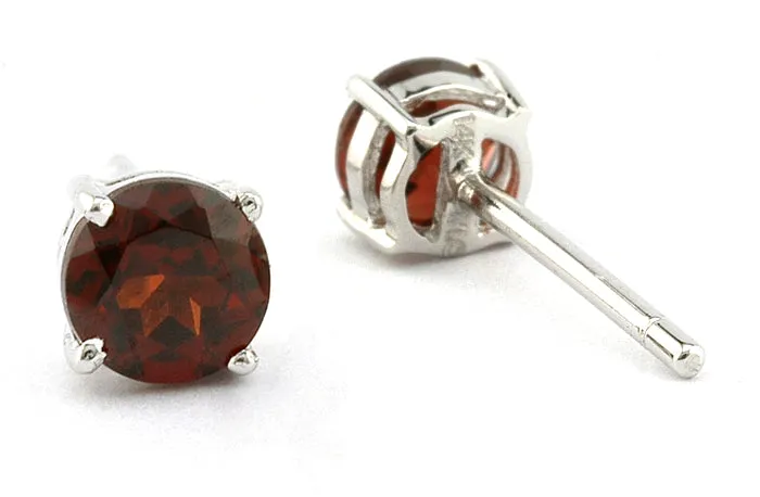 Round 3mm Garnet Earrings