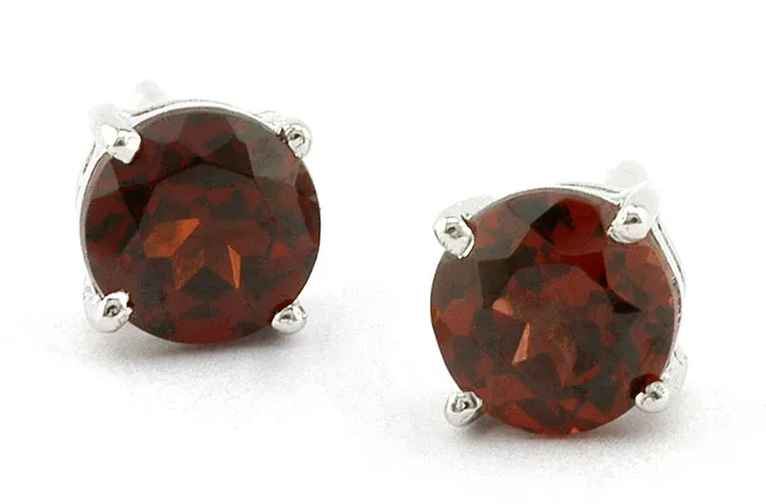 Round 3mm Garnet Earrings