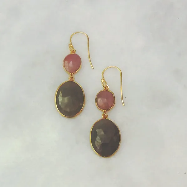 Ruby & Colored Sapphire Double Drop Earrings