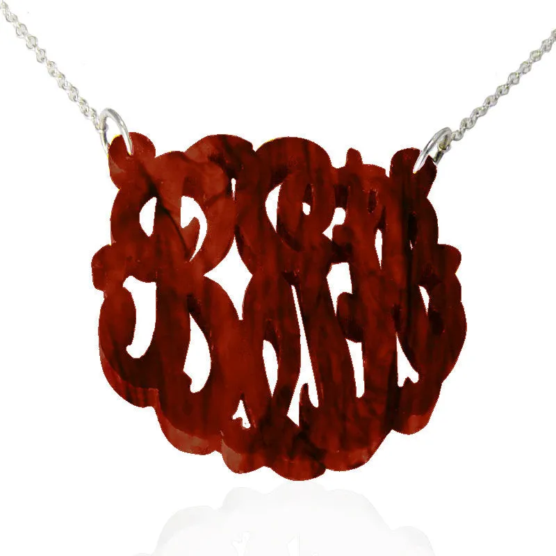 Script Acrylic Monogram Necklace-Split Chain