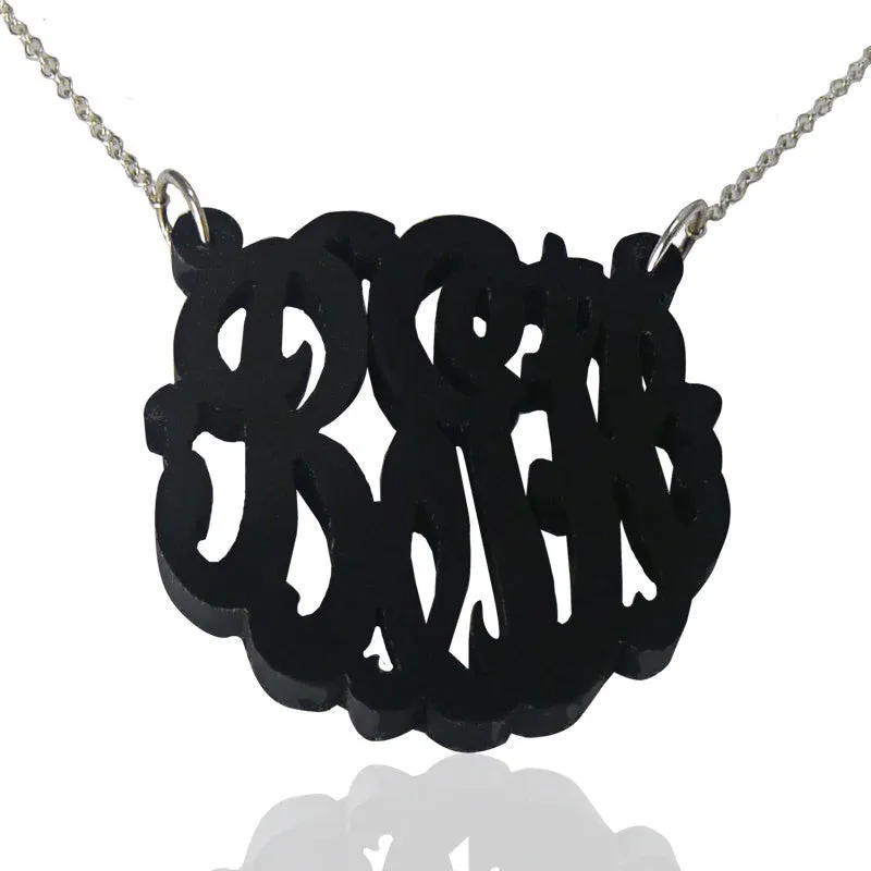 Script Acrylic Monogram Necklace-Split Chain