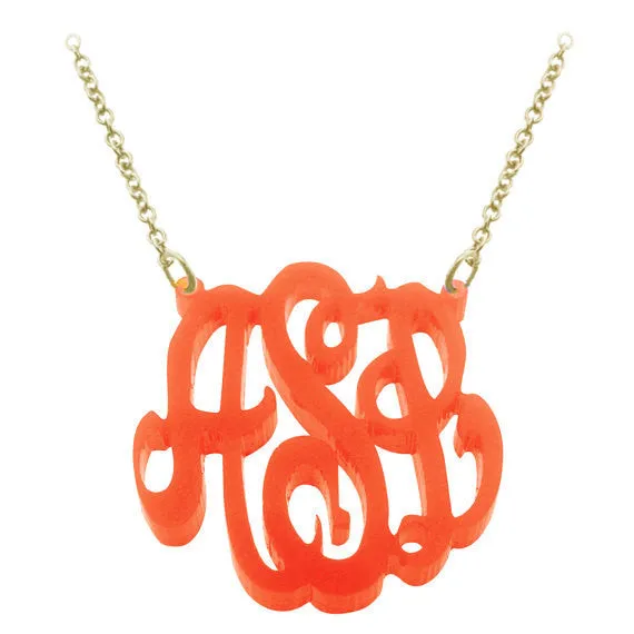 Script Acrylic Monogram Necklace-Split Chain