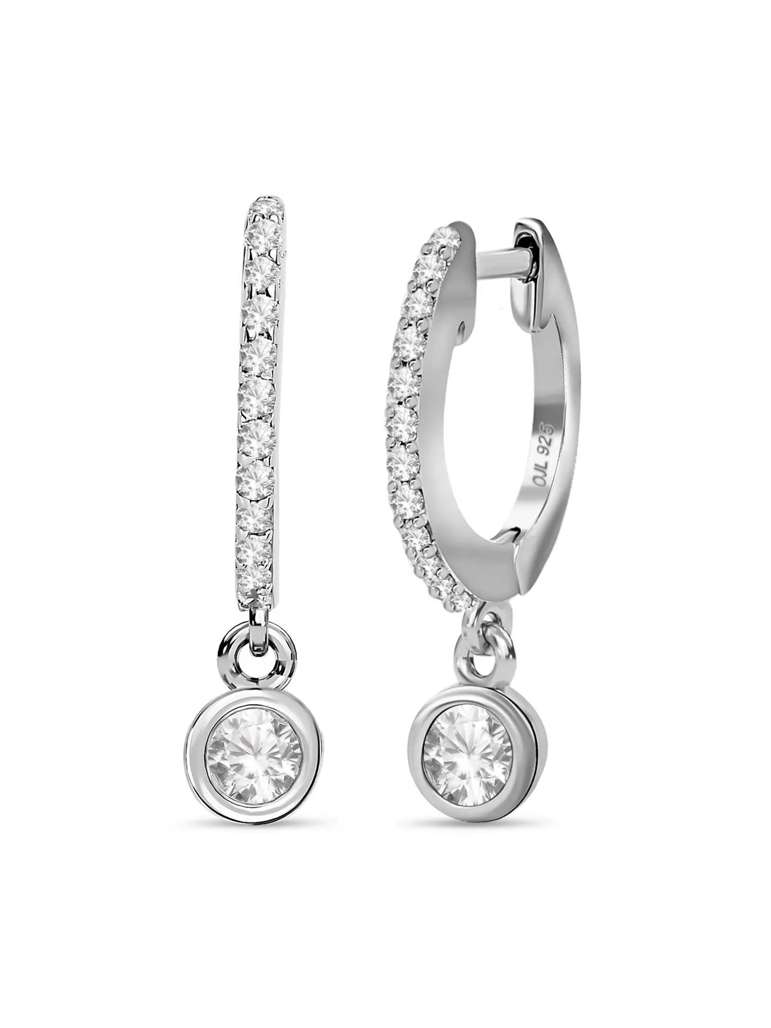 Solitaire Drop Hoop Earrings For Women