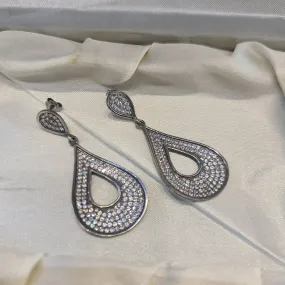 Sparkling Elegance: Dazzle in 92.5 Silver CZ Chandbali Earrings