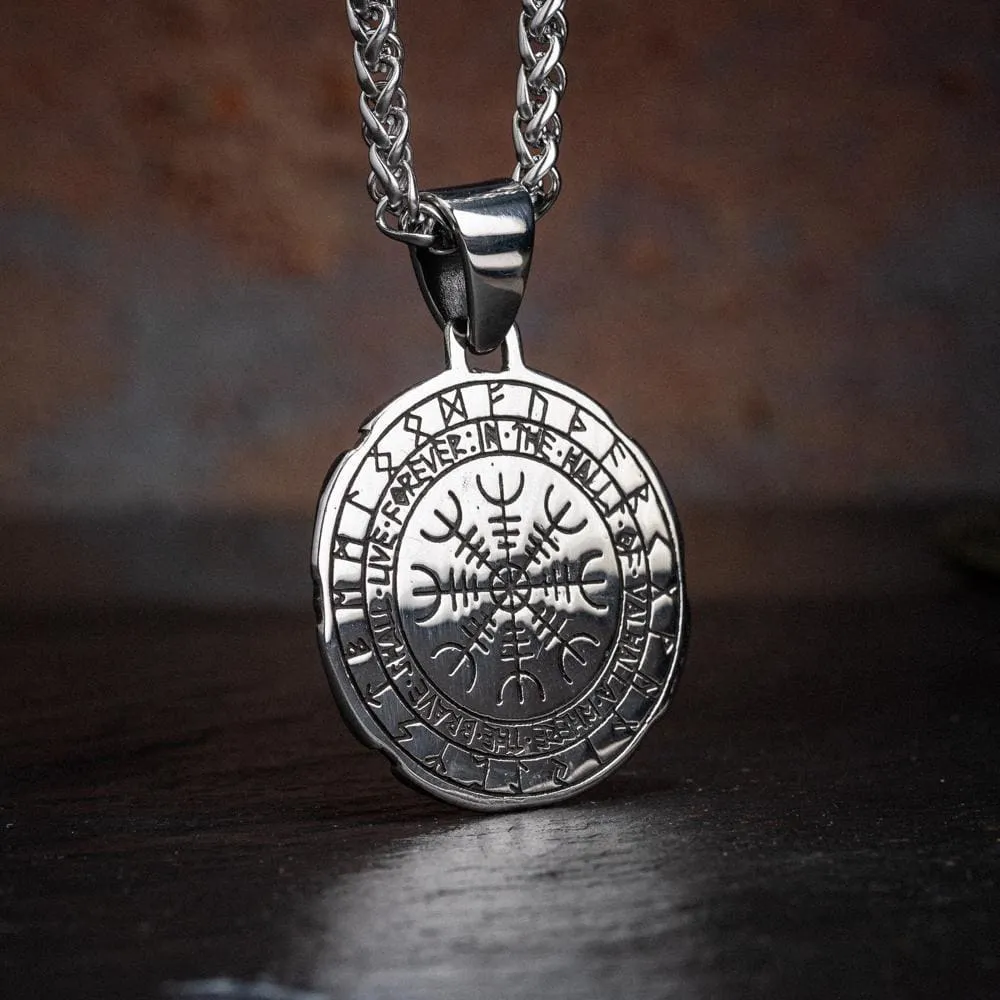 Stainless Steel Dual Color Double-Sided Viking Shield Pendant