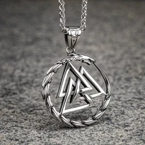 Stainless Steel Valknut and Jormungand Pendant