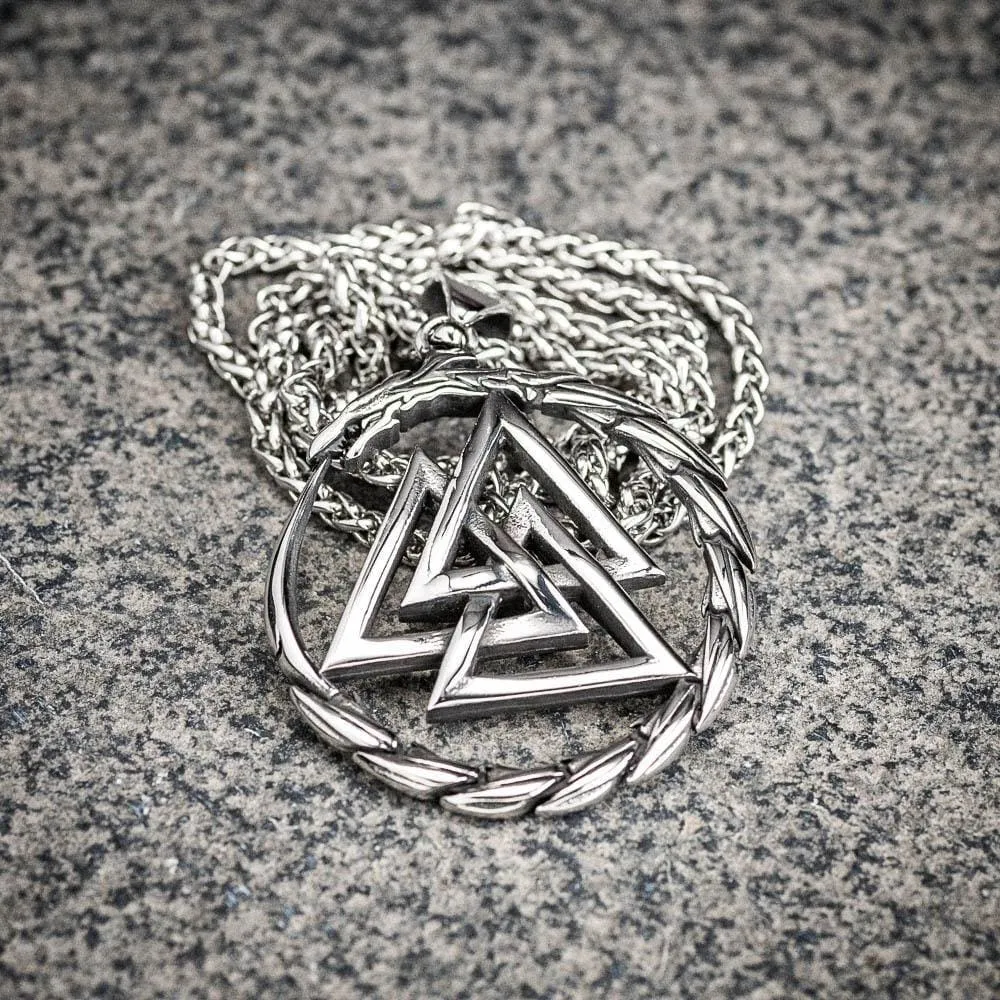 Stainless Steel Valknut and Jormungand Pendant