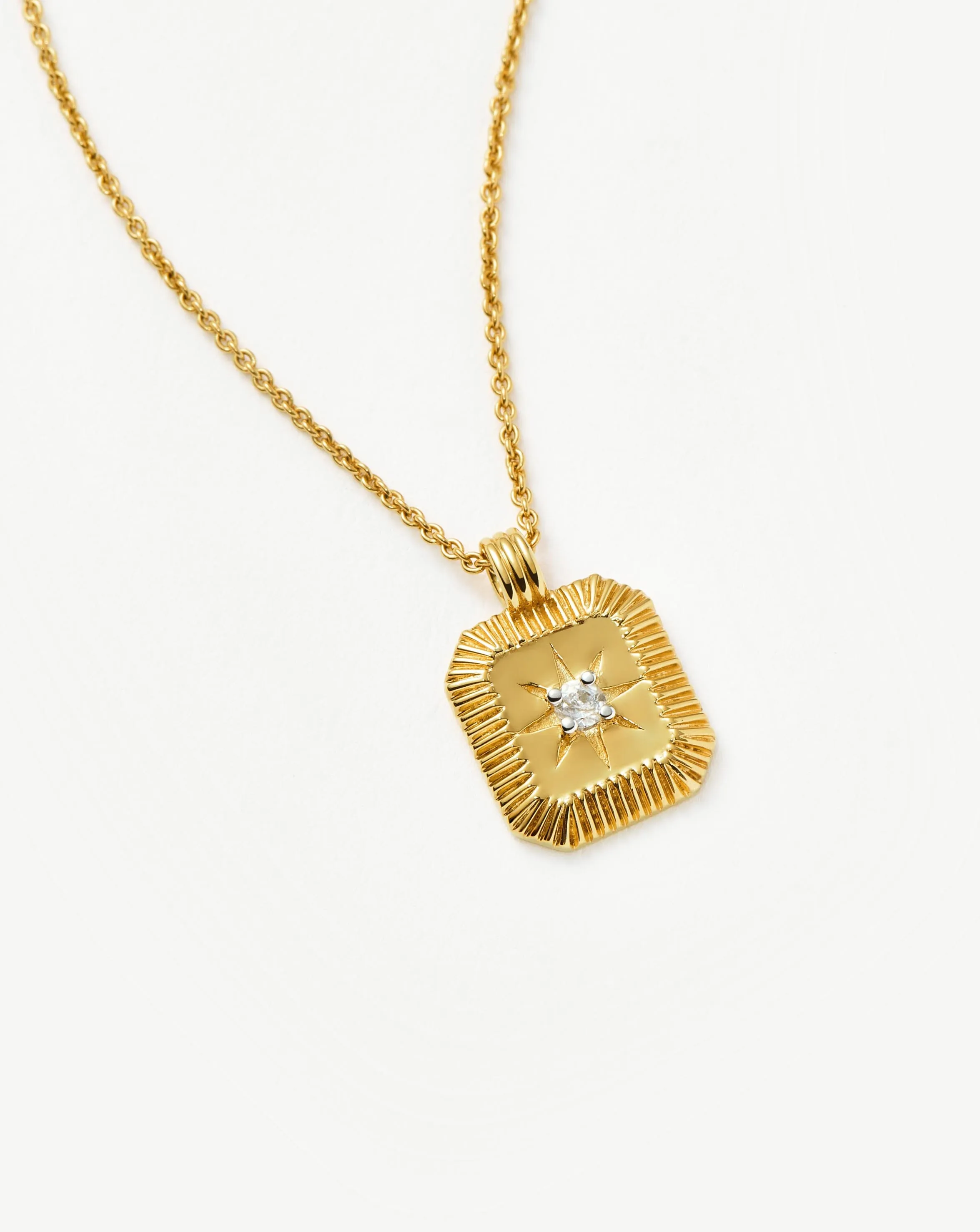 Star Ridge Birthstone Pendant Necklace | 18ct Gold Vermeil/Natural Crystal