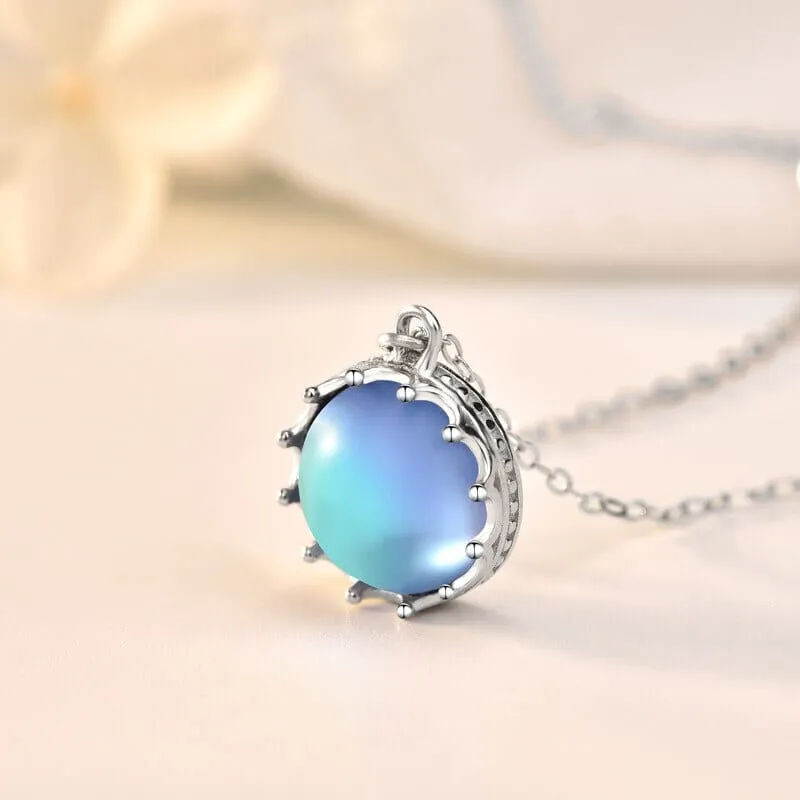 Star Sea Fashion Design Moonstone Pendant Necklace