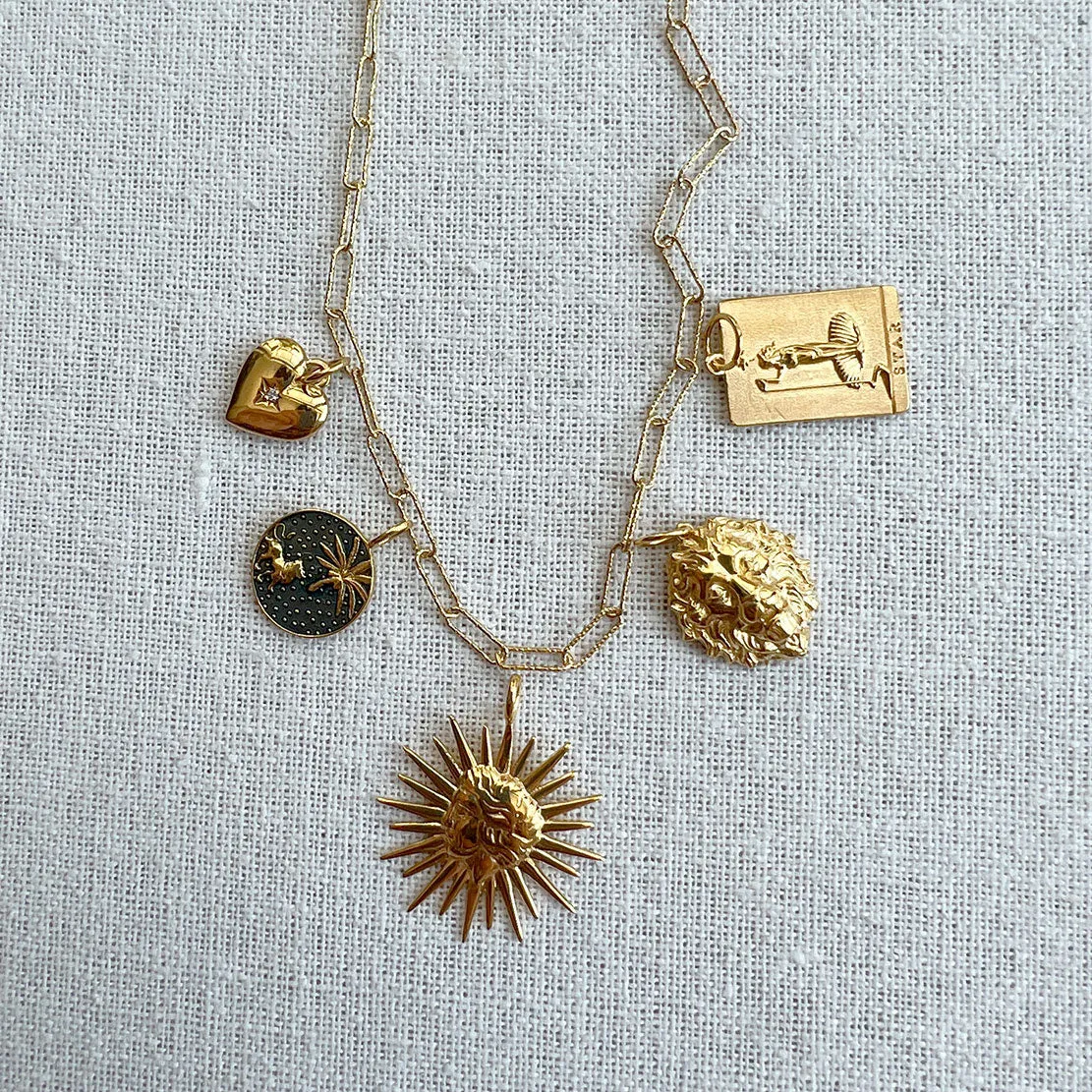 Sun Tarot Charm, Gold