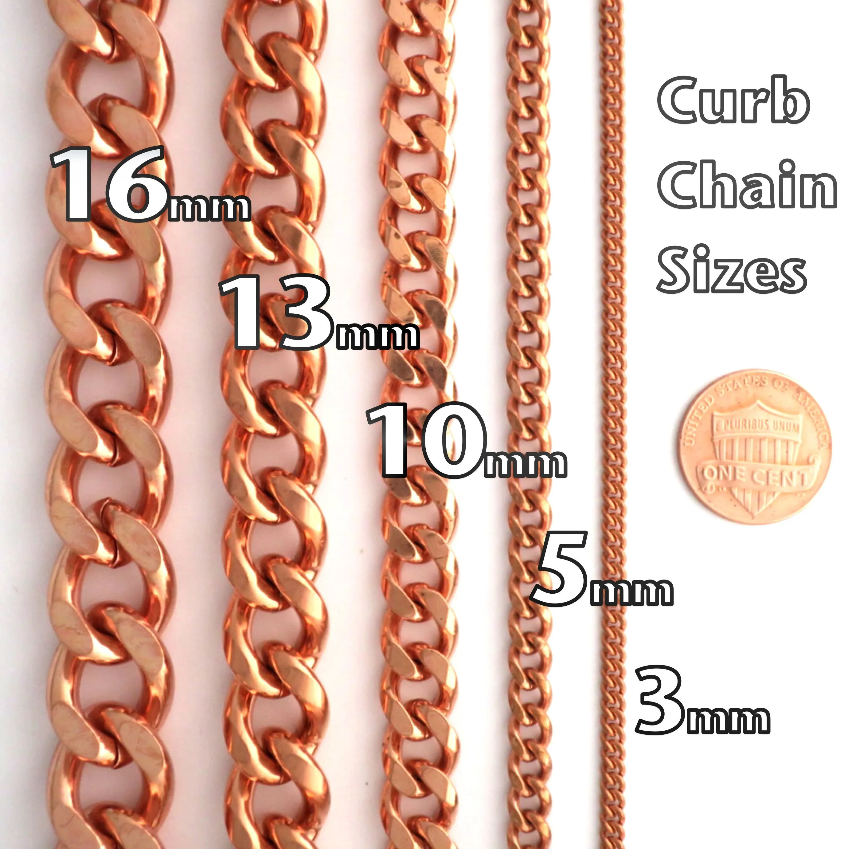 Super Chunky 16mm Copper Necklace Chain NC162  Copper Curb Chain Necklace Men's 18 Inch Chain