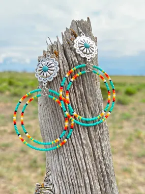 The Alamo Beaded Concho Hoop Earrings