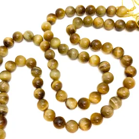 Tiger's Eye Golden 11mm Smooth Rounds Bead Strand