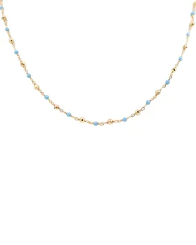 Turquoise & Golden Pyrite Long Necklace - 32