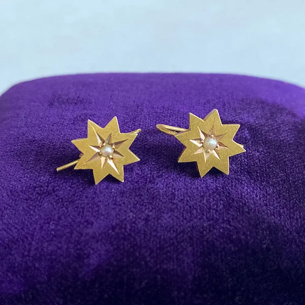 Victorian Pearl Star Earrings