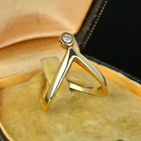 Vintage 14K Gold Wishbone Chevron Diamond Ring