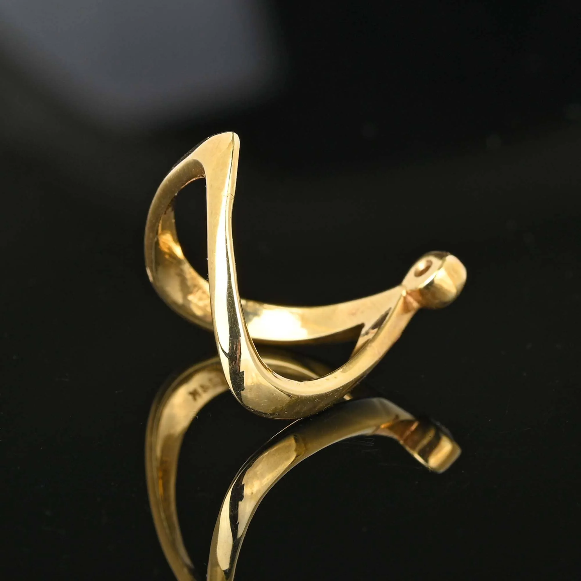 Vintage 14K Gold Wishbone Chevron Diamond Ring