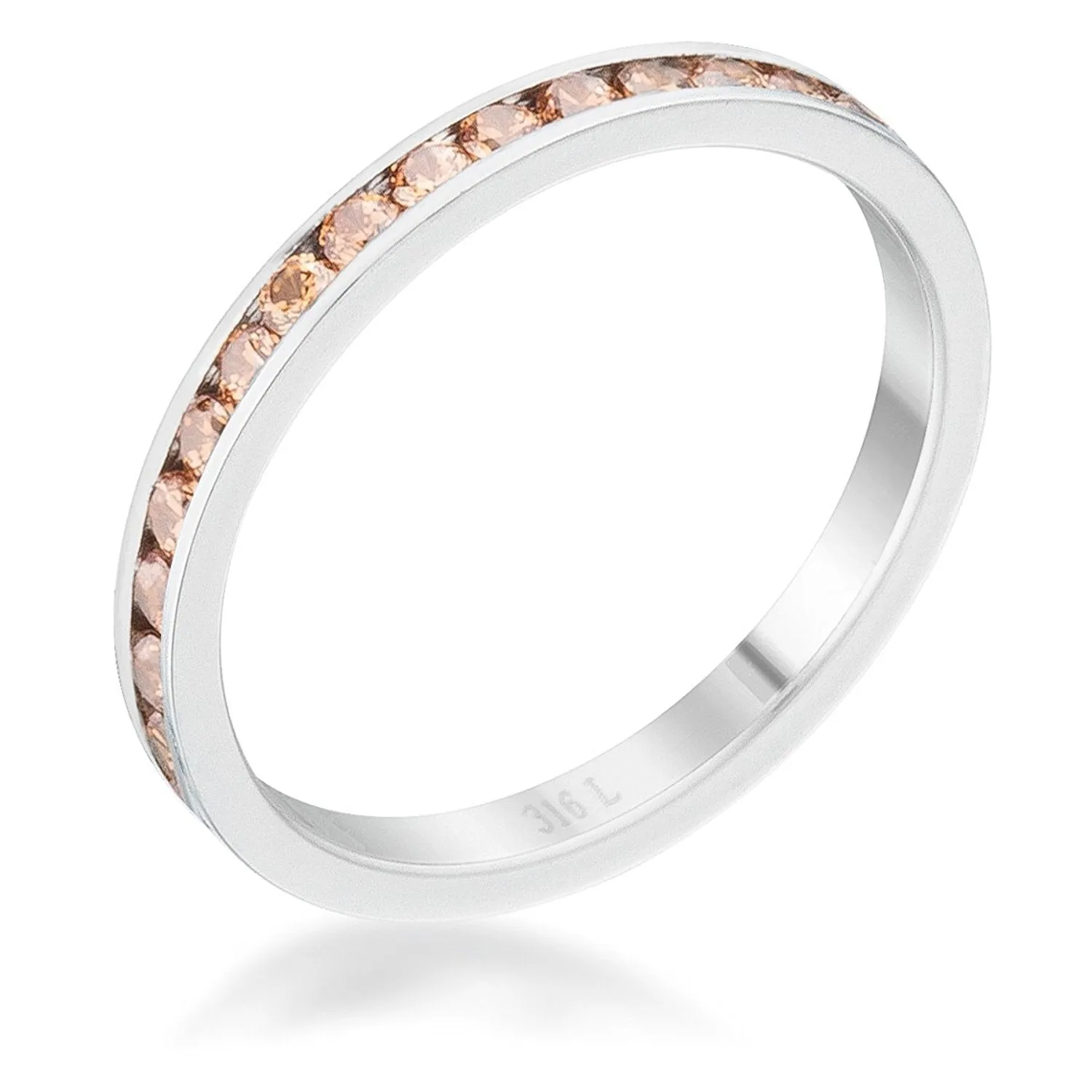 WildKlass 0.5ct Champagne CZ Stainless Steel Eternity Band