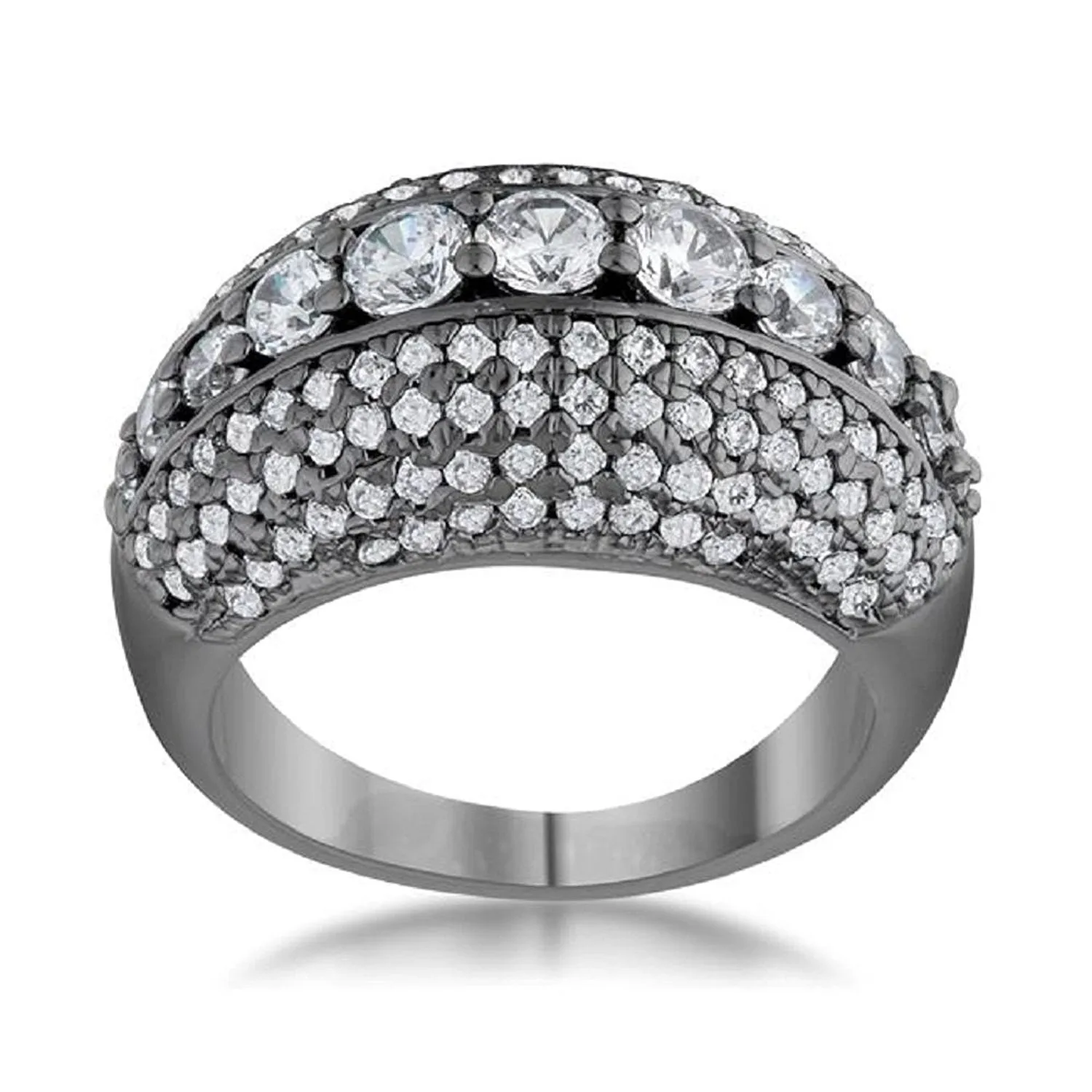 WildKlass 1.5ct CZ Hematite Contemporary Cocktail Ring