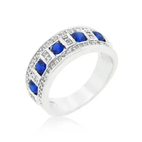 WildKlass Blue and Clear Encrusted Rhodium Plated Ring