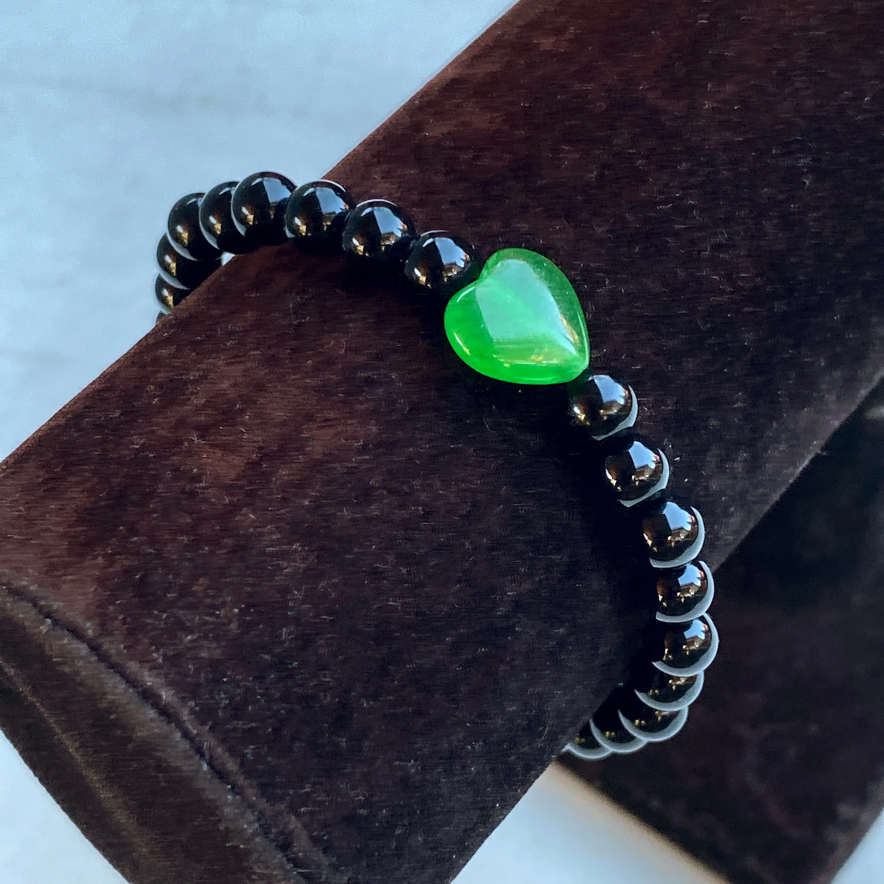 Women’s Halloween Black & Green Gemstone phrase Bracelet